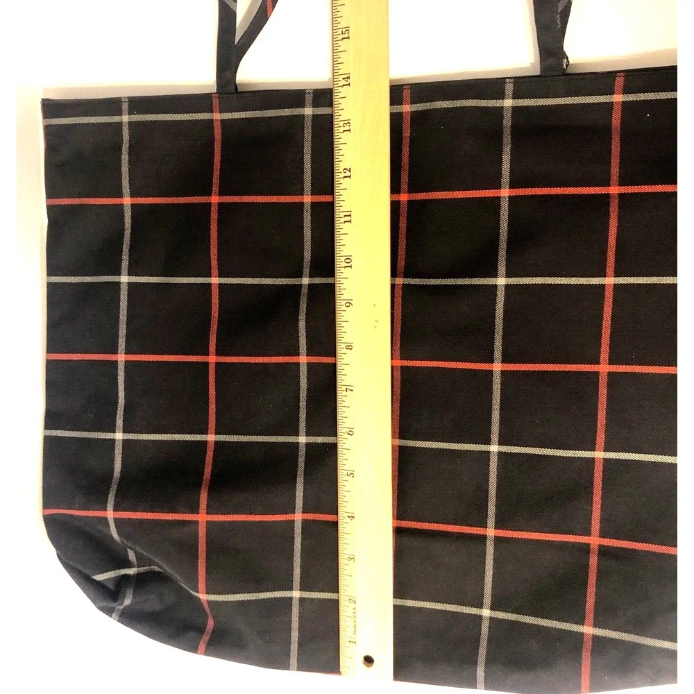 NEW Burberry London Bag Tote Blue Windowpane Plaid Treated Canvas COA!!